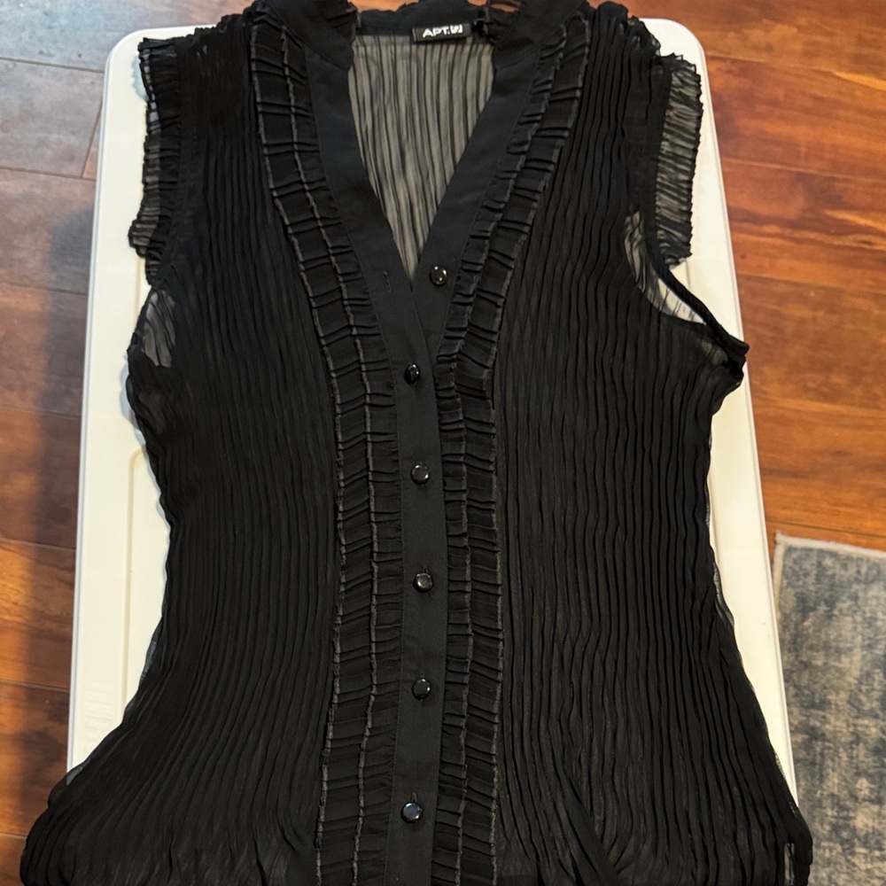 Sheer Black Pleated Top